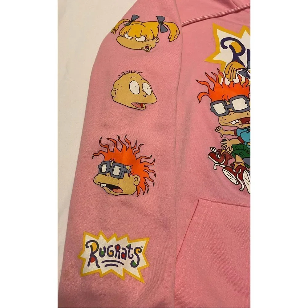 NICKELODEON RUGRATS DONT BE A BABY HOODIE UNISEX MEN WOMEN SIZE SMALL. HAS STAIN - Picture 4 of 13